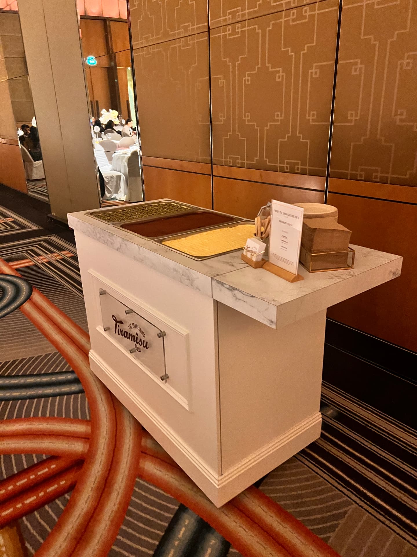 The Travelling Tiramisu dessert cart at a wedding venue