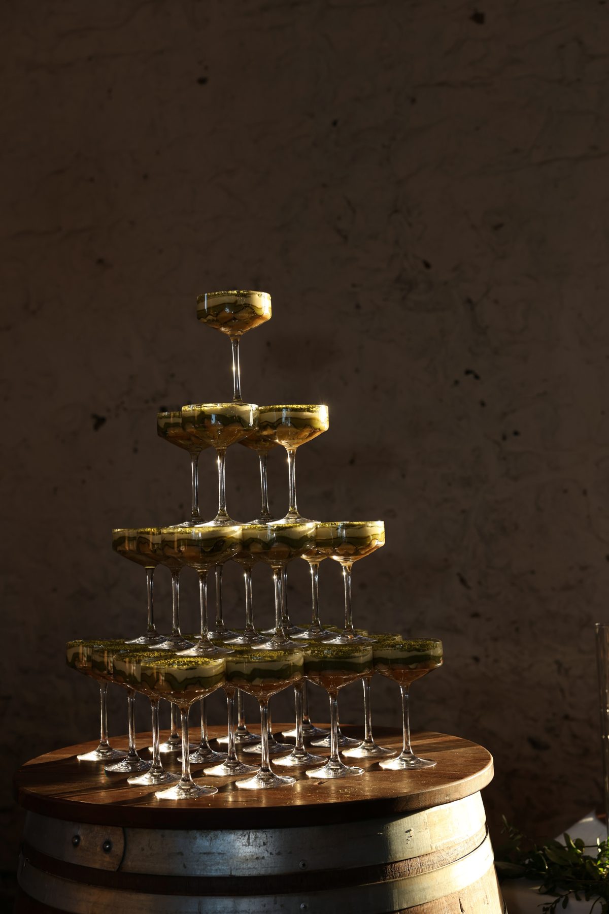 Tiramisu coupe glasses served at a pop-up