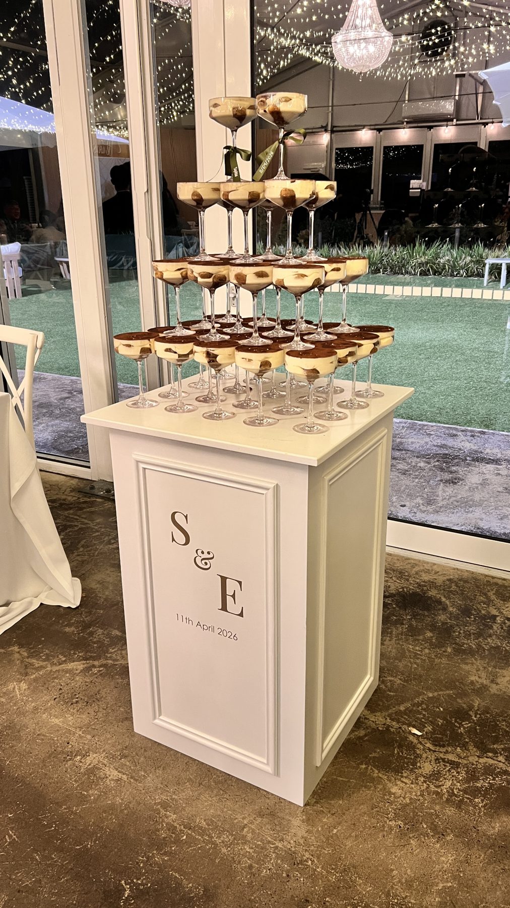 Tiramisu cart setup with plinth at a market pop-up