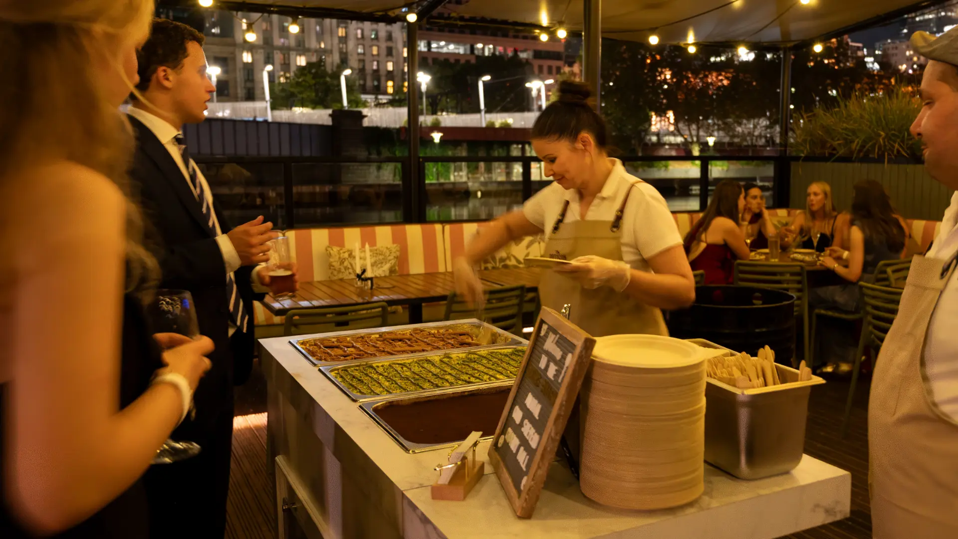 Personalised tiramisu service at a wedding reception